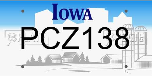 PCZ138 Iowa License Plate