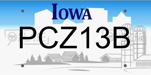 PCZ13B Iowa License Plate