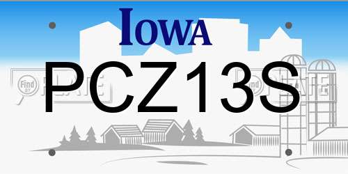 PCZ13S Iowa License Plate