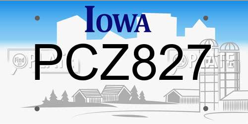 PCZ827 Iowa License Plate