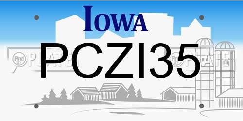 PCZI35 Iowa License Plate
