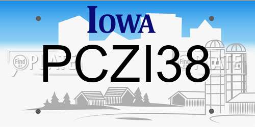 PCZI38 Iowa License Plate