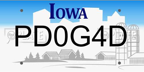 PD0G4D Iowa License Plate