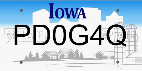 PD0G4Q Iowa License Plate