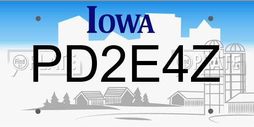 PD2E4Z Iowa License Plate
