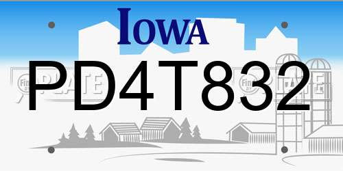 PD4T832 Iowa License Plate