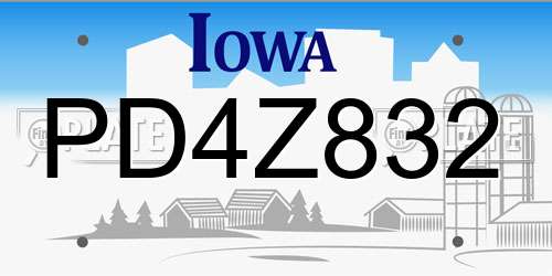 PD4Z832 Iowa License Plate