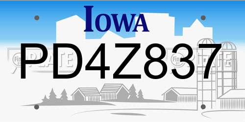 PD4Z837 Iowa License Plate
