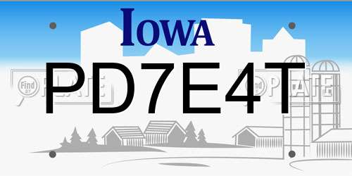 PD7E4T Iowa License Plate