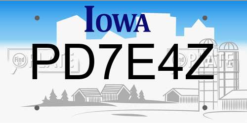 PD7E4Z Iowa License Plate