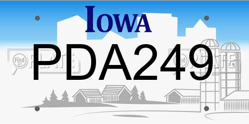 PDA249 Iowa License Plate