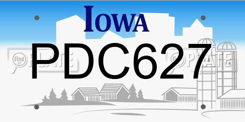 PDC627 Iowa License Plate