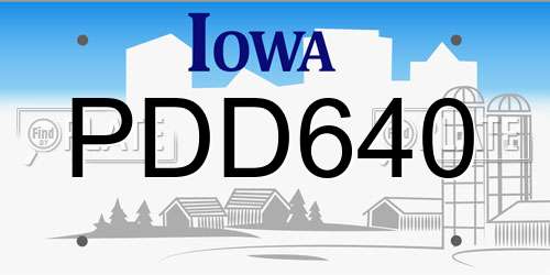PDD640 Iowa License Plate