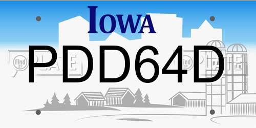 PDD64D Iowa License Plate