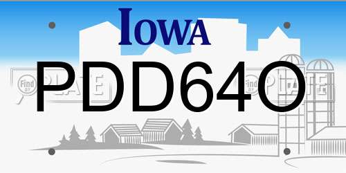 PDD64O Iowa License Plate