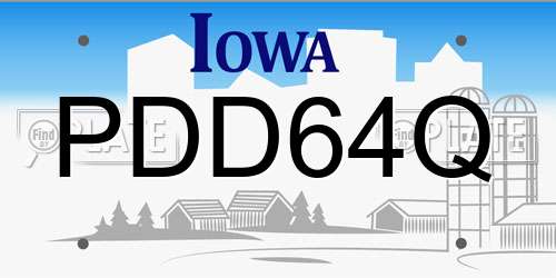 PDD64Q Iowa License Plate