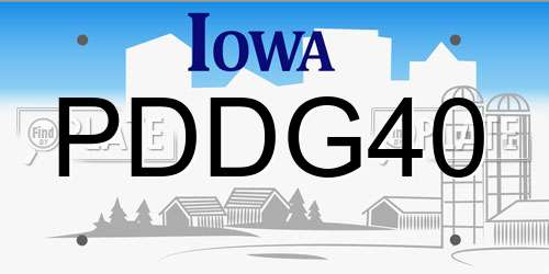 PDDG40 Iowa License Plate
