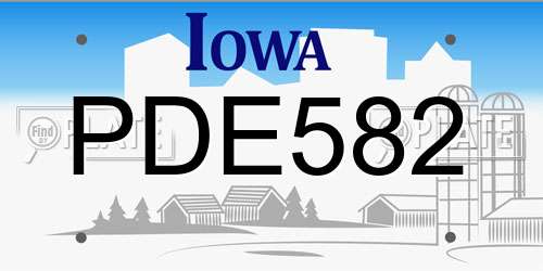 PDE582 Iowa License Plate