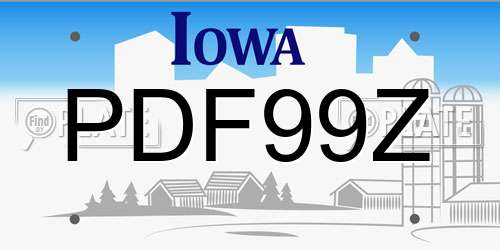 PDF99Z Iowa License Plate