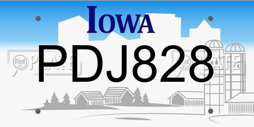 PDJ828 Iowa License Plate