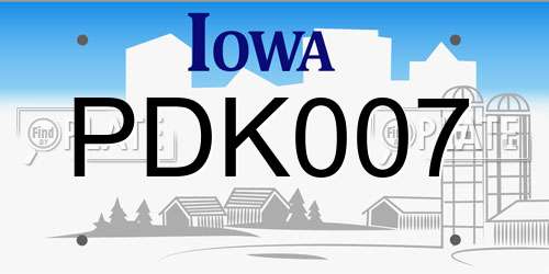 PDK007 Iowa License Plate