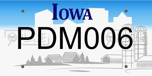 PDM006 Iowa License Plate