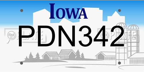 PDN342 Iowa License Plate