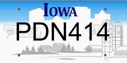 PDN414 Iowa License Plate