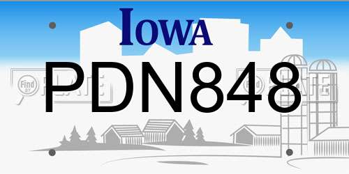 PDN848 Iowa License Plate