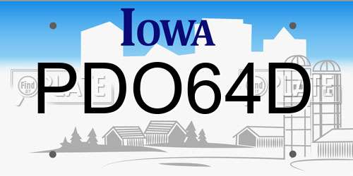 PDO64D Iowa License Plate