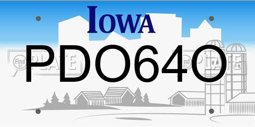 PDO64O Iowa License Plate