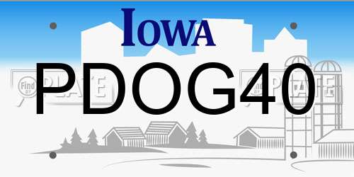 PDOG40 Iowa License Plate