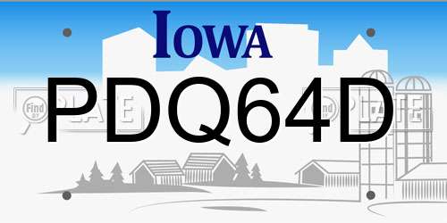 PDQ64D Iowa License Plate