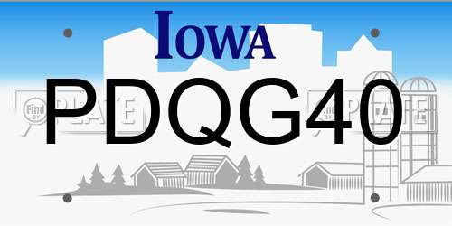 PDQG40 Iowa License Plate