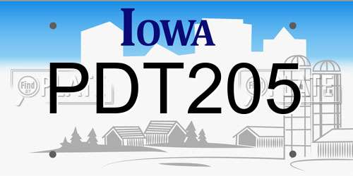 PDT205 Iowa License Plate