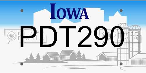 PDT290 Iowa License Plate