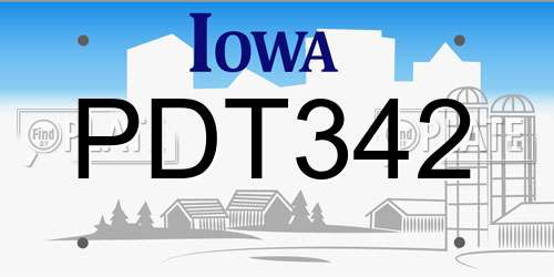 PDT342 Iowa License Plate