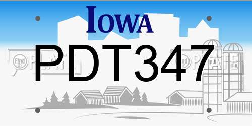 PDT347 Iowa License Plate