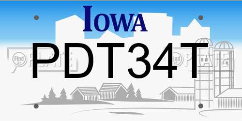 PDT34T Iowa License Plate