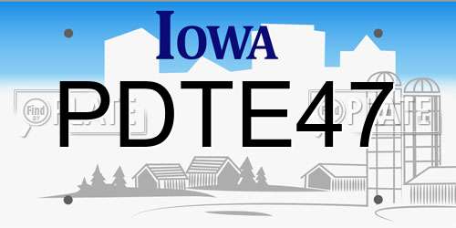 PDTE47 Iowa License Plate