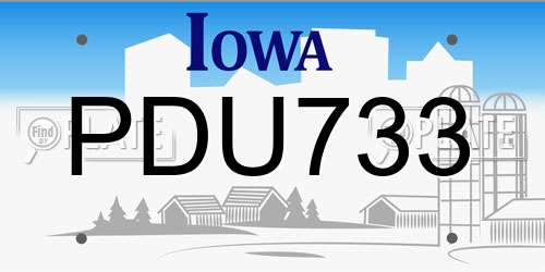 PDU733 Iowa License Plate