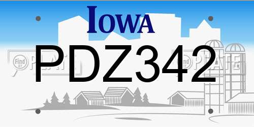 PDZ342 Iowa License Plate