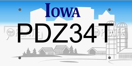 PDZ34T Iowa License Plate