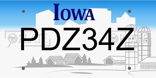 PDZ34Z Iowa License Plate