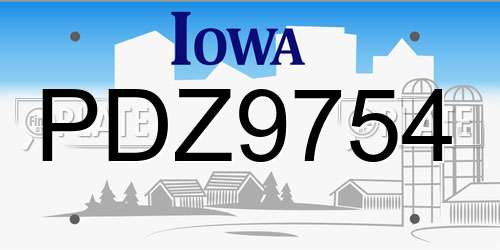 PDZ9754 Iowa License Plate