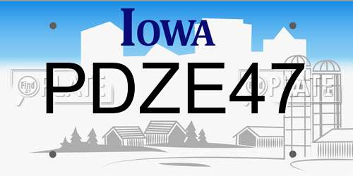 PDZE47 Iowa License Plate