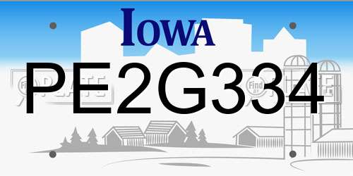 PE2G334 Iowa License Plate