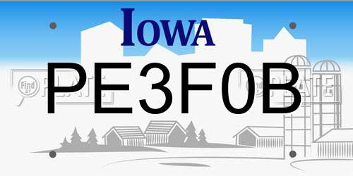 PE3F0B Iowa License Plate