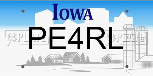 PE4RL Iowa License Plate