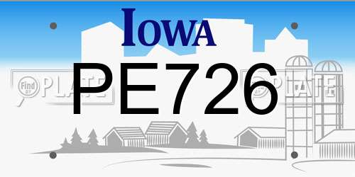 PE726 Iowa License Plate